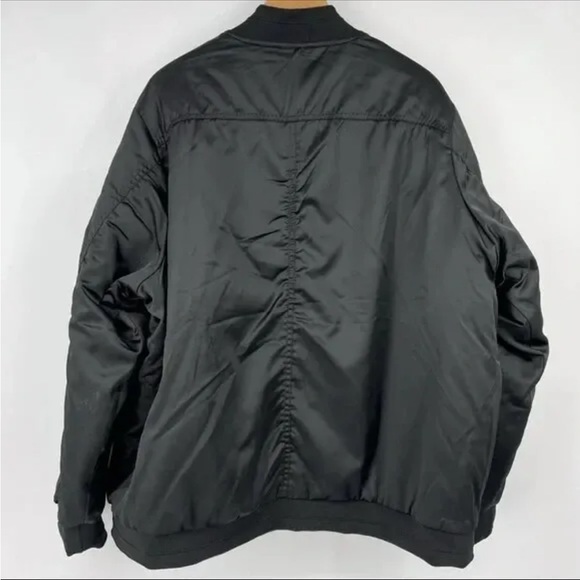 Lane Bryant Black Satin Bomber Jacket W/Velvet Lace Up Front Detail Size 18/20 - Picture 3 of 15